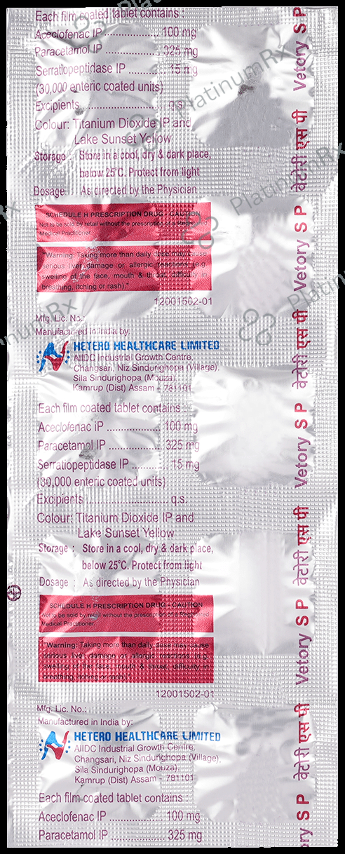 Vetory SP 100/325/15mg Tablet 10s