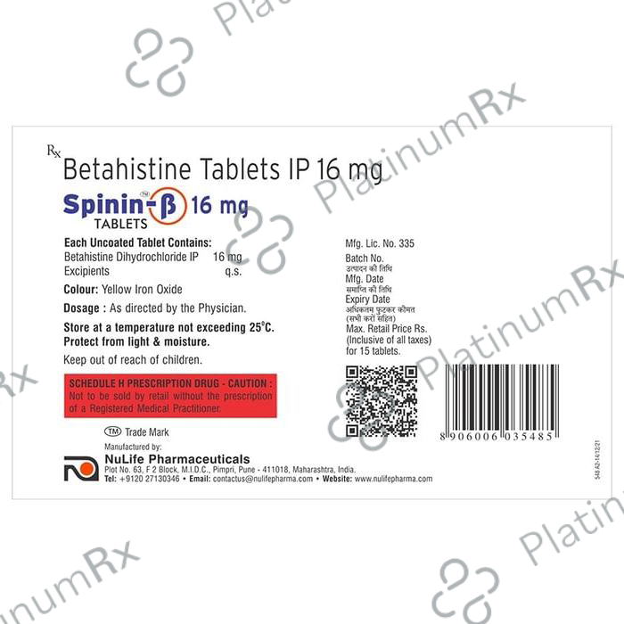 Spinin B 16mg Tablet