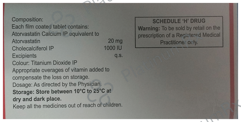 Atorsave D 20 20mg/1000IU Tablet 15s