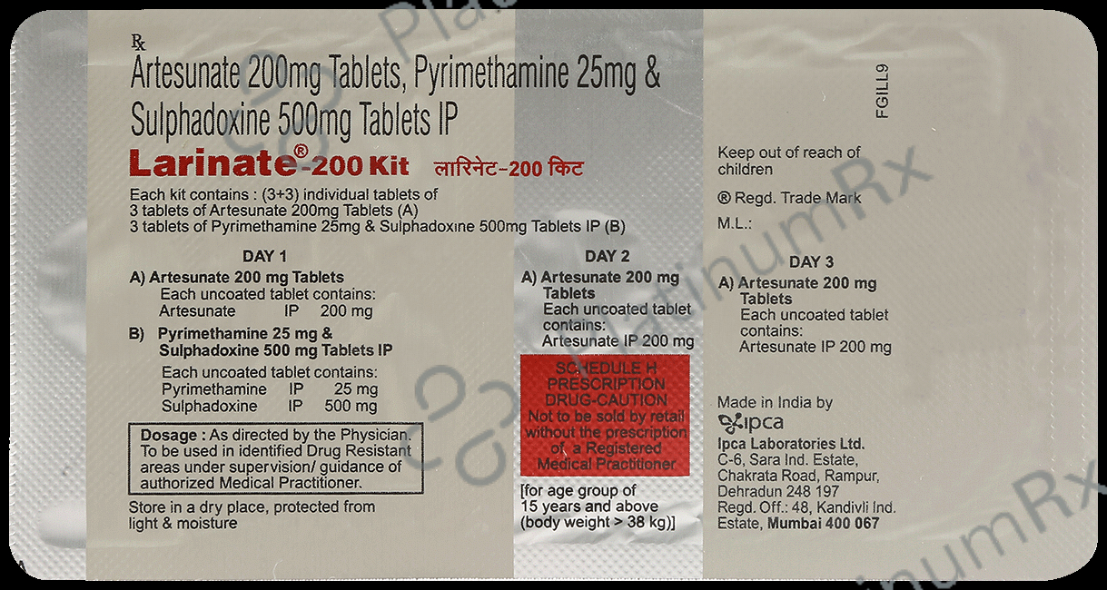 Larinate 200/25/500mg Kit Tablet 6s