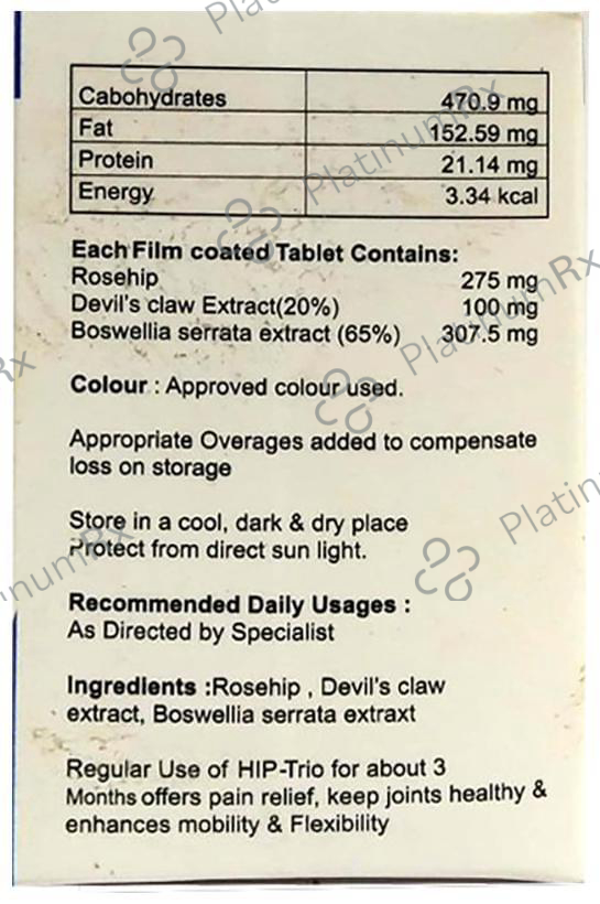 Hip-Trio Tablet with Rosehip Extract for Joint Health