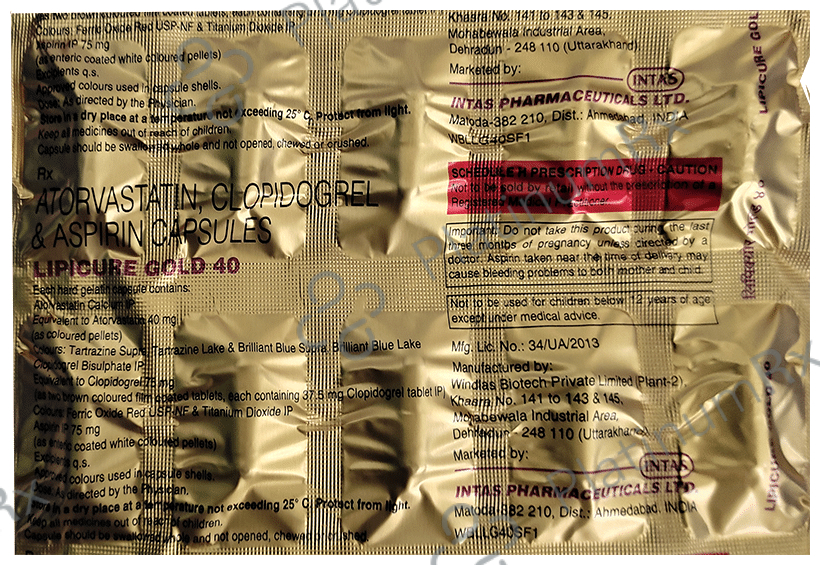 Lipicure Gold 40/75/75mg Capsule 10s