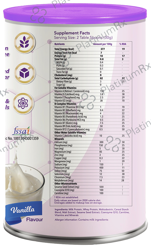 Evexia GeriaPro for Nutrition - No Added Sugar - Flavour Powder Vanilla 200 gm