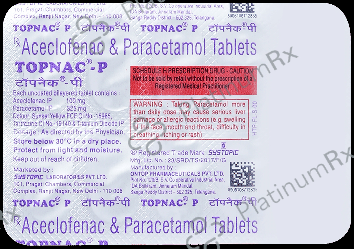 Topnac P 100/325mg Tablet 10s