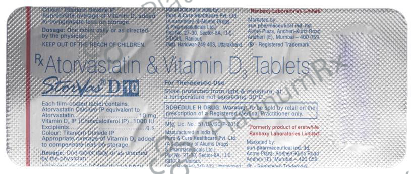 Storvas D 10 10mg/1000IU Tablet 10s