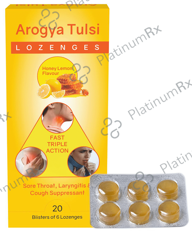 Arogya Tulsi Lozenges (6 Each) Honey Lemon 10 strips