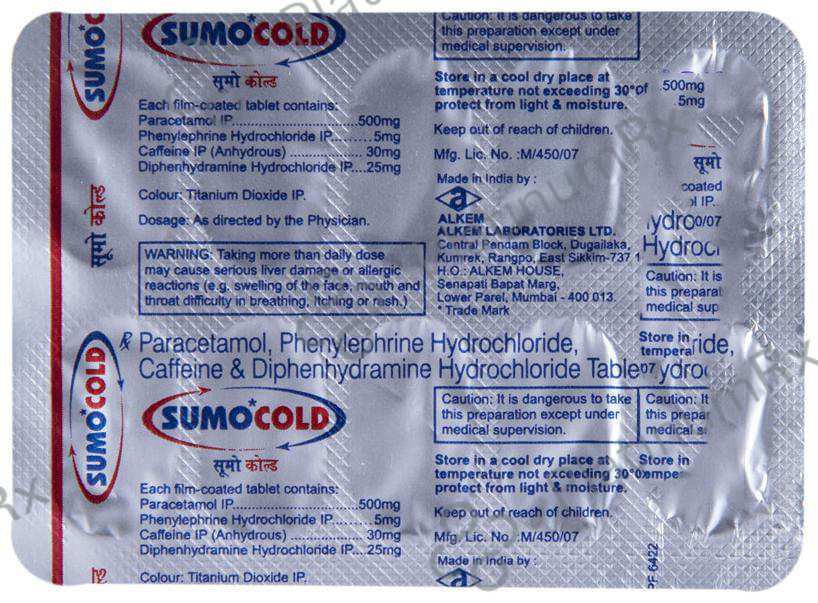 Sumo Cold 30/25/500/5mg Tablet 10s