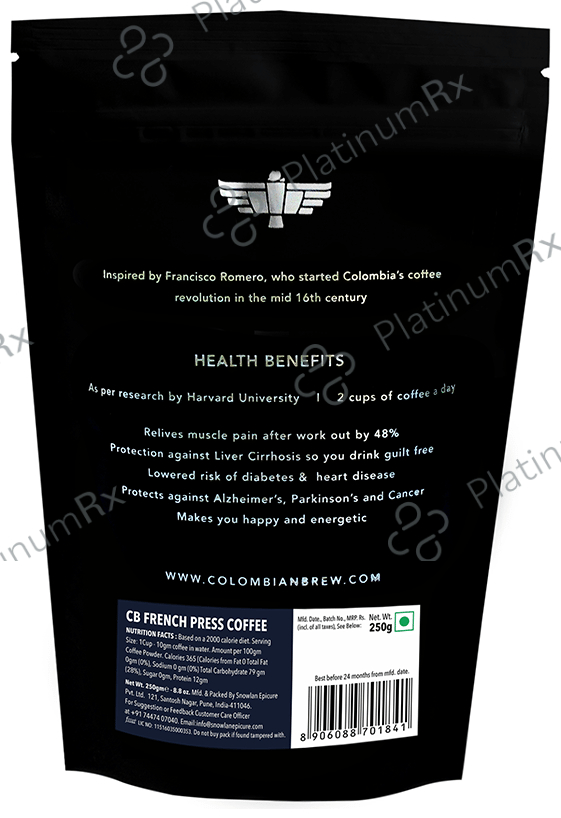 Colombian Brew French Press Freshly Roast & Ground Coffee 250 gm
