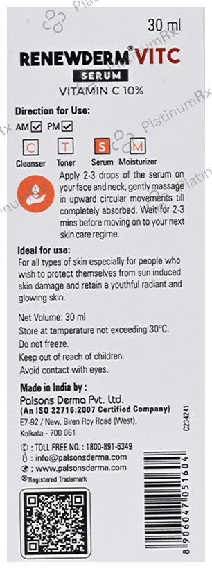 Renewderm Vit C Skin Brightening Antioxidant Face Serum 30ml