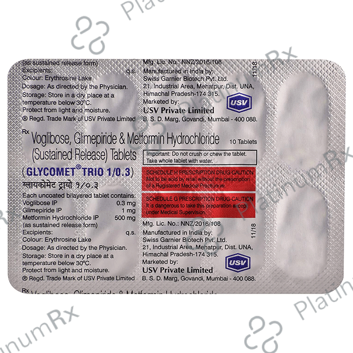 Glycomet Trio 1/0.3mg Tablet SR 10s