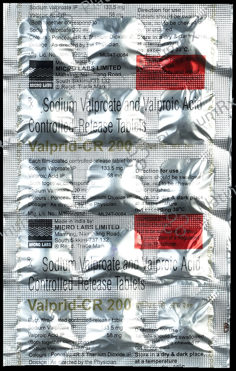 Valprid CR 200mg Tablet CR 15s