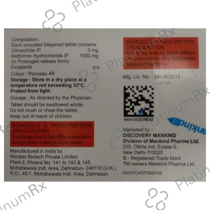Glimestar M3 Forte 3/1000mg Tablet PR 10s