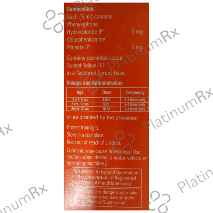 Coriminic Orange 2/5mg Syrup 60ml