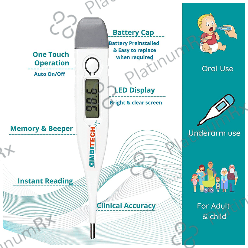 Ambitech PHX 01 Digital Thermometer White and Gray 5 units