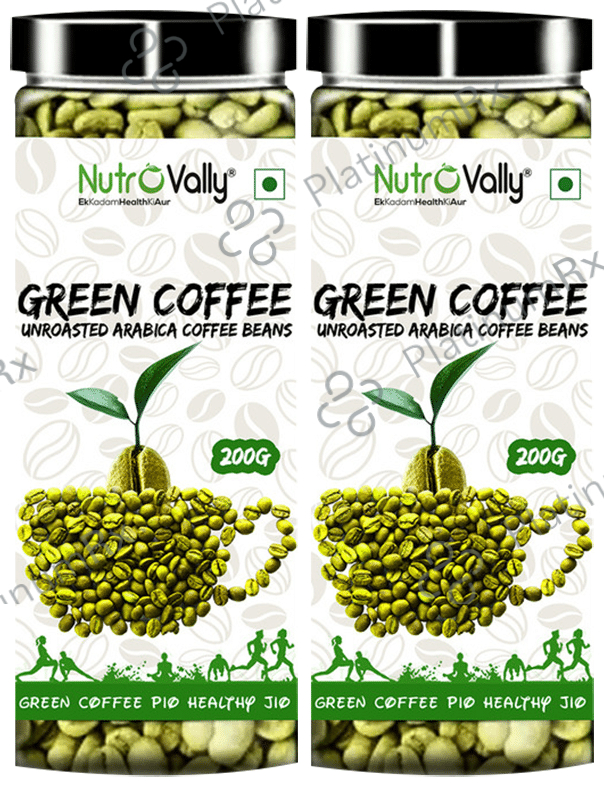 Nutrovally Unroasted Green Coffee Beans (200gm Each) 2 jar