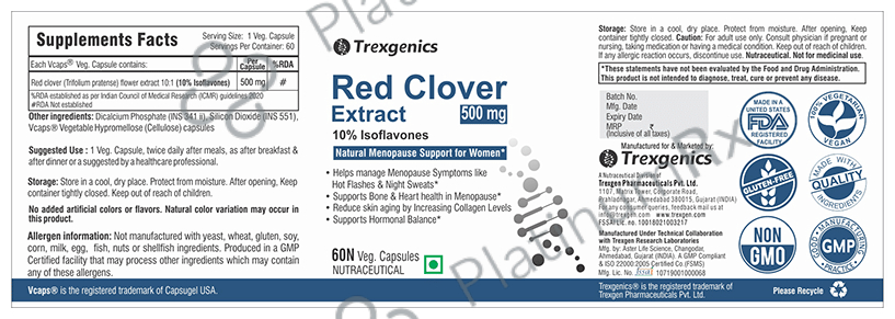 Trexgenics Red Clover Extract 500mg Veg. Capsules