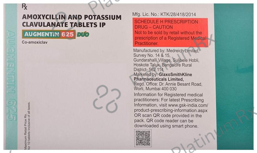 Augmentin Duo 625mg Tablet 10s