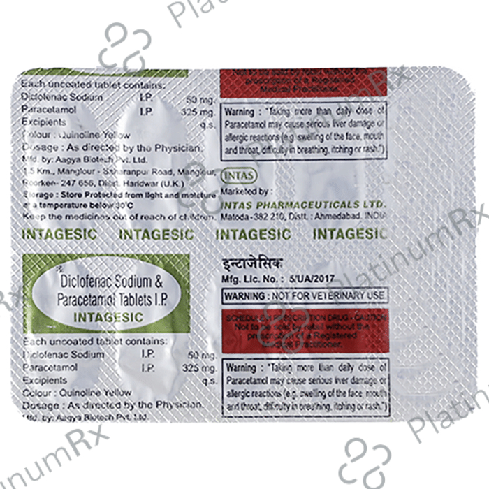 Intagesic 50 mg/325 mg Tablet