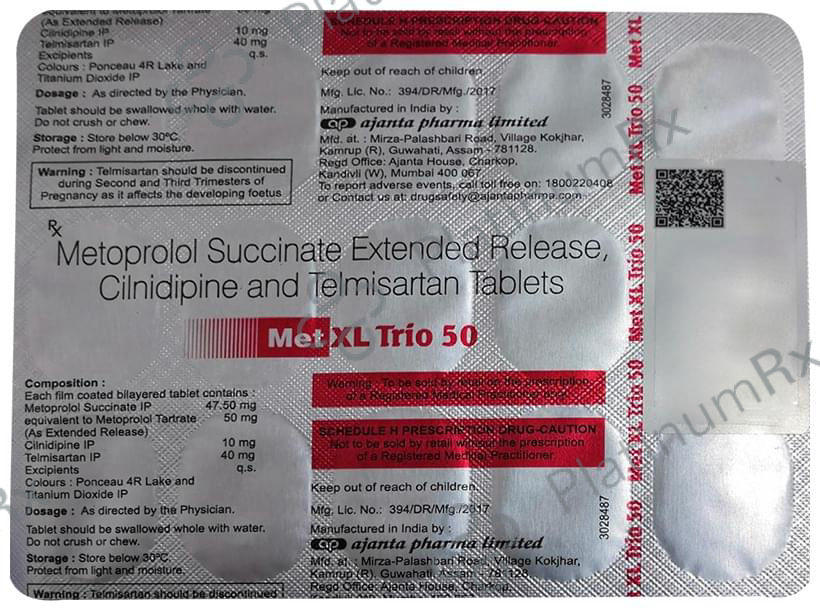 Met XL Trio 50 10/47.5/40mg Tablet ER 15s