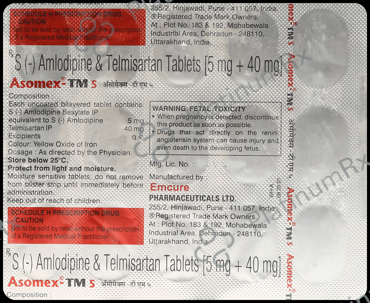 Asomex TM 5/40mg Tablet 15s