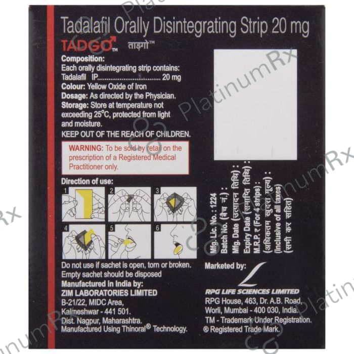 Tadgo 20mg Disintegrating Strip