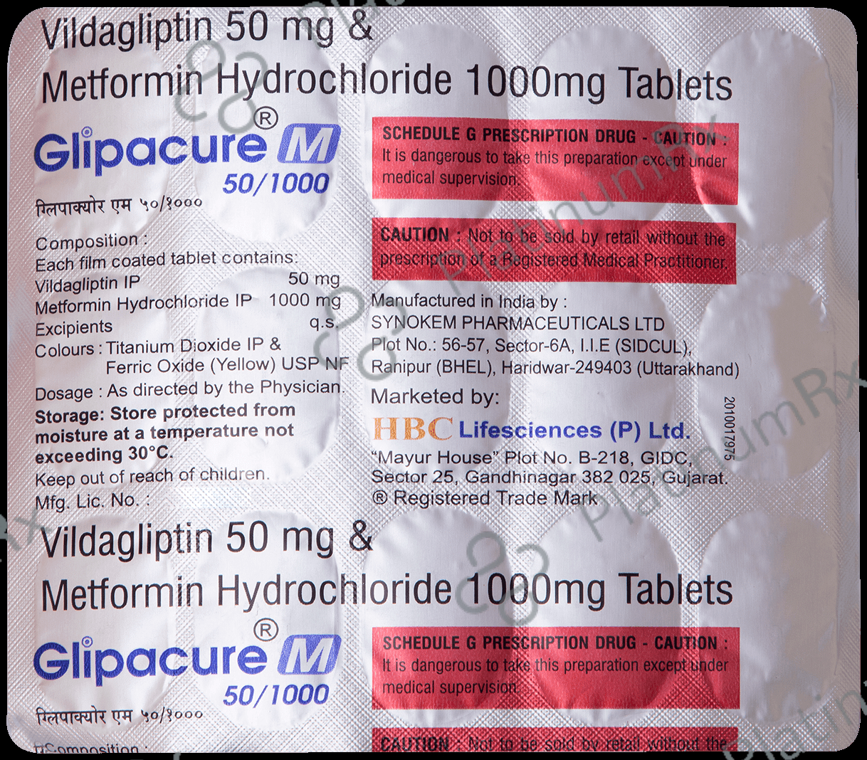 Glipacure M 1000mg/50mg Tablet
