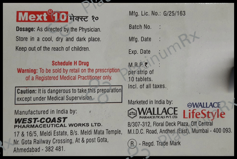 Mext 10mg Tablet 10s