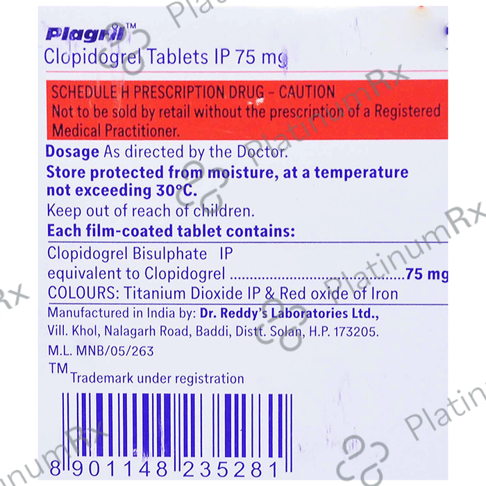 Plagril 75mg Tablet 10s