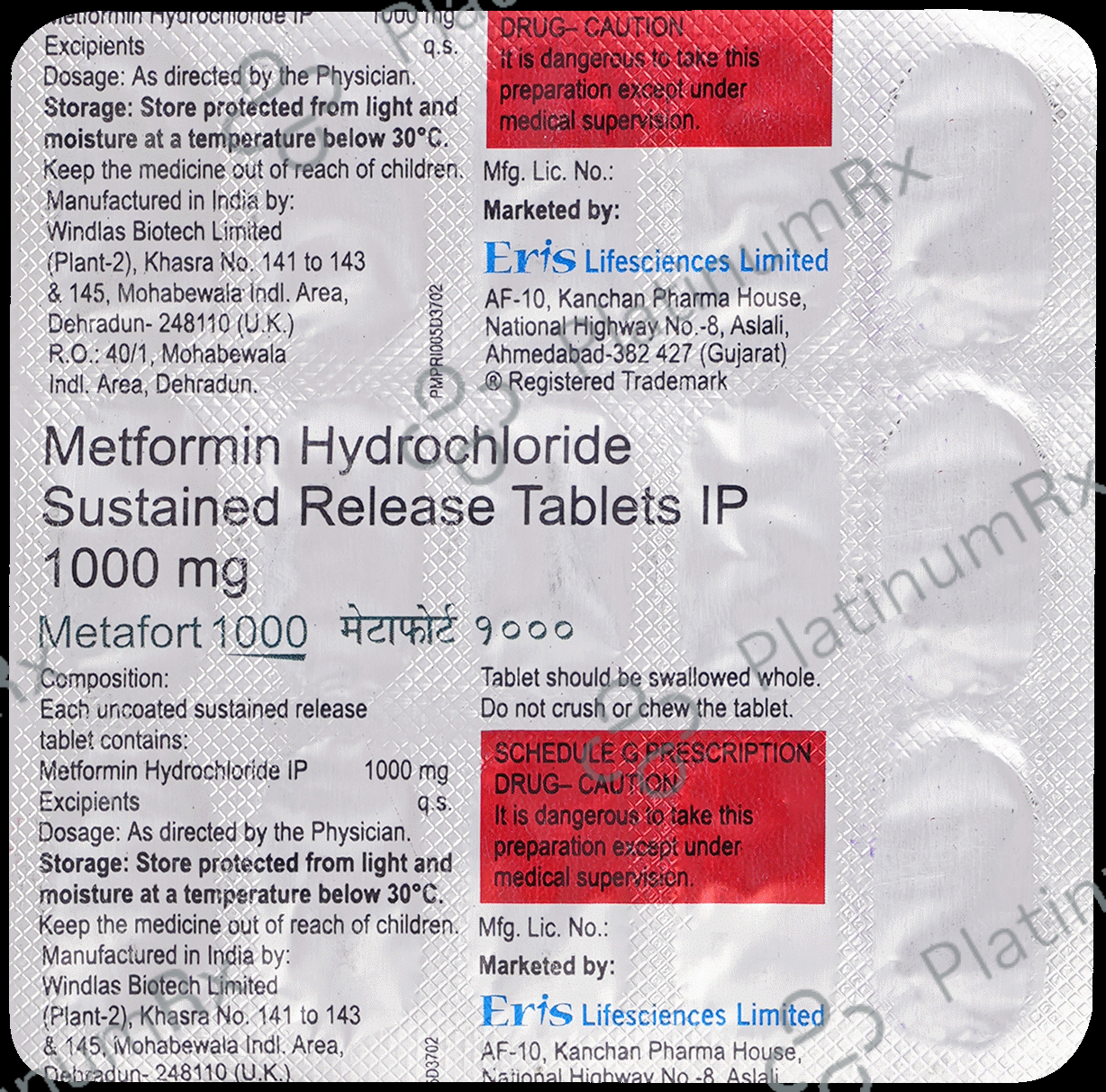 Metafort SR 1000mg Tablet 15s