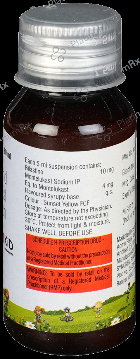 Bilasure M Kid 10/4mg Oral Suspension 60ml