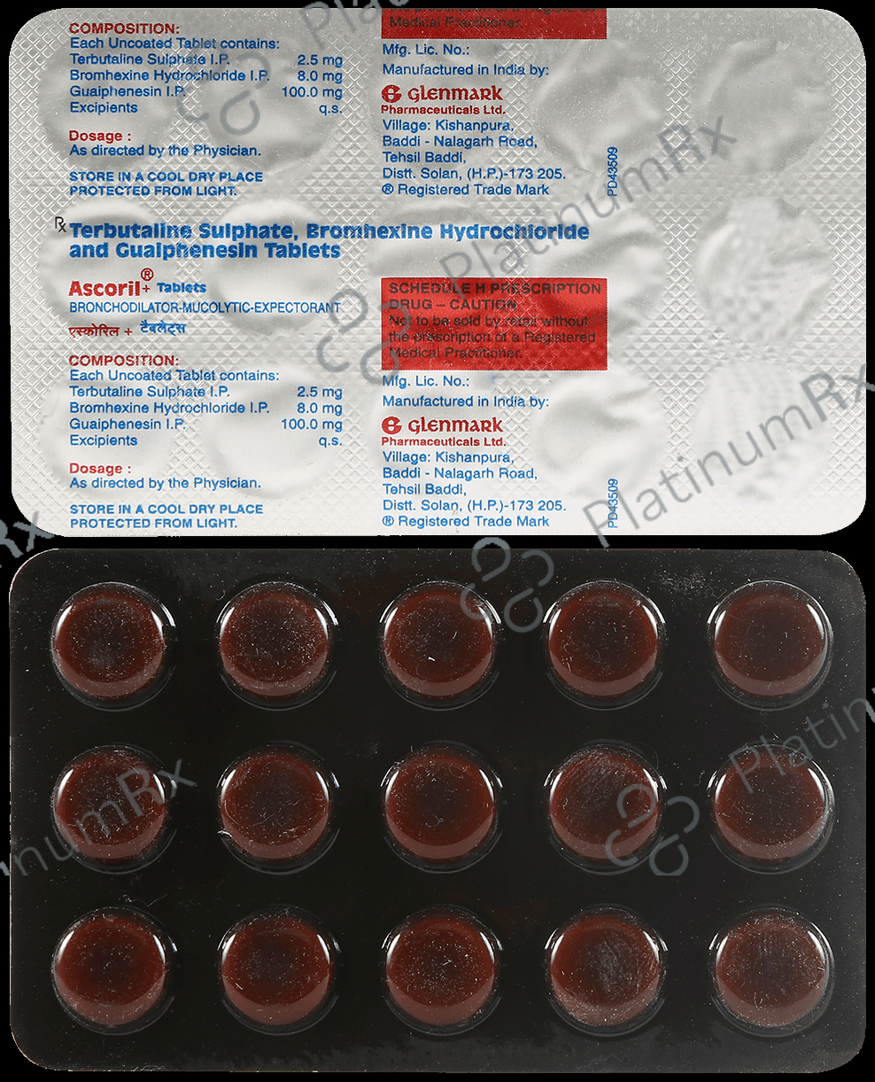 Ascoril Plus 8/100/2.5mg Tablet 15s