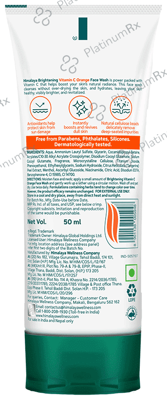 Himalaya Brightening Vitamin C Face Face Wash Orange 50 ml
