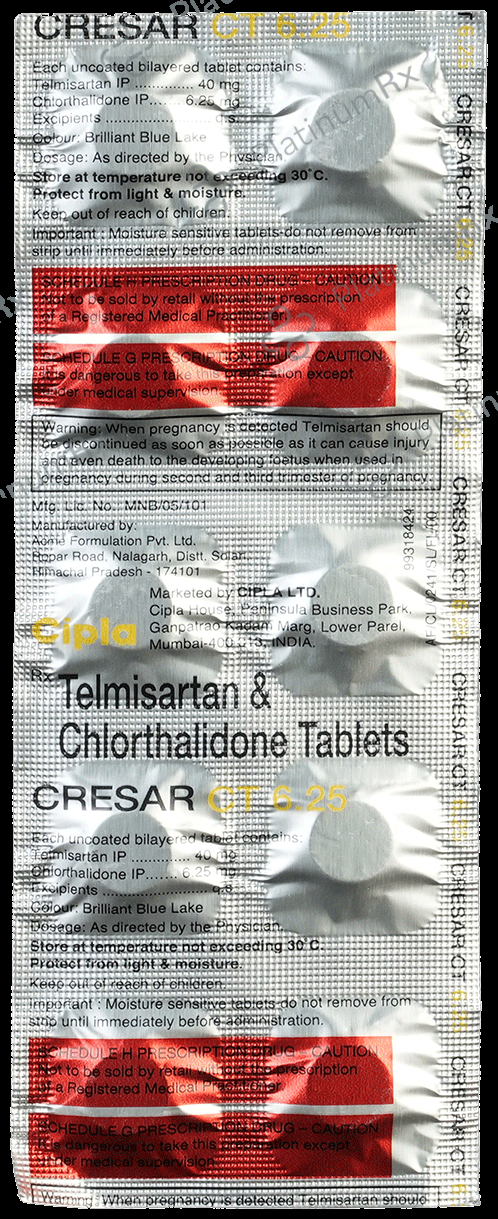 Cresar CT 6.25 40/6.25mg Tablet 10s