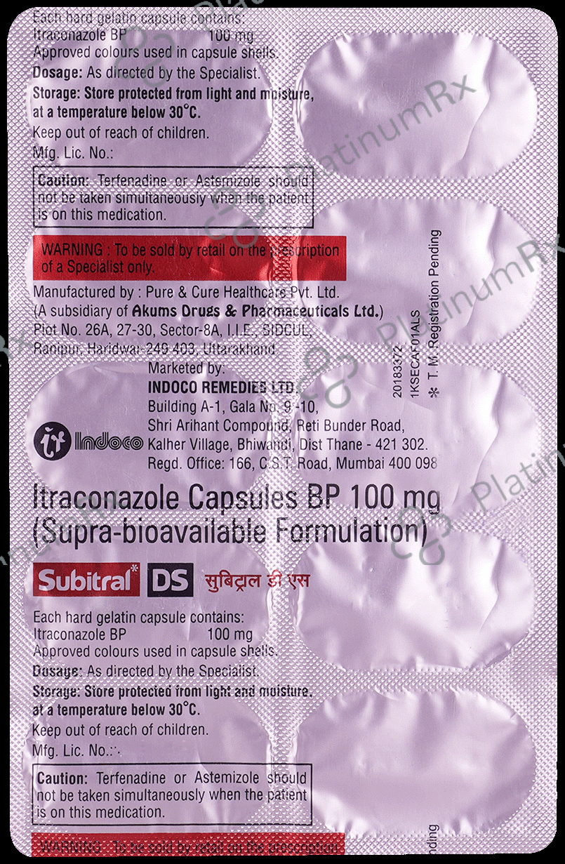 Subitral DS 100mg Capsule 10s