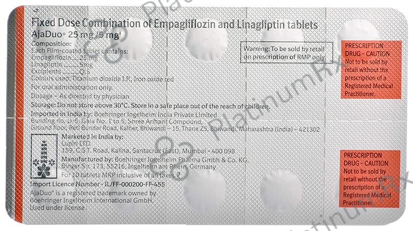 Ajaduo 25/5mg Tablet 10s