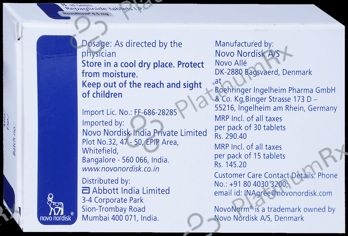 Novonorm 0.5mg Tablet 30 Tablet