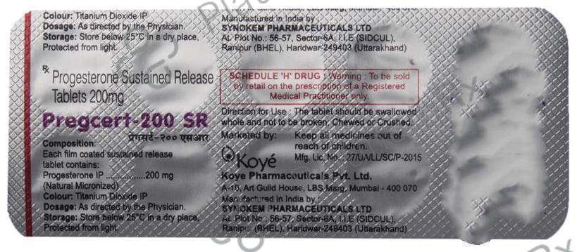 Pregcert 200mg SR Tablet 10s