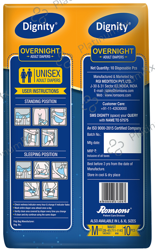 Dignity Overnight Adult Unisex Diaper - Size Medium