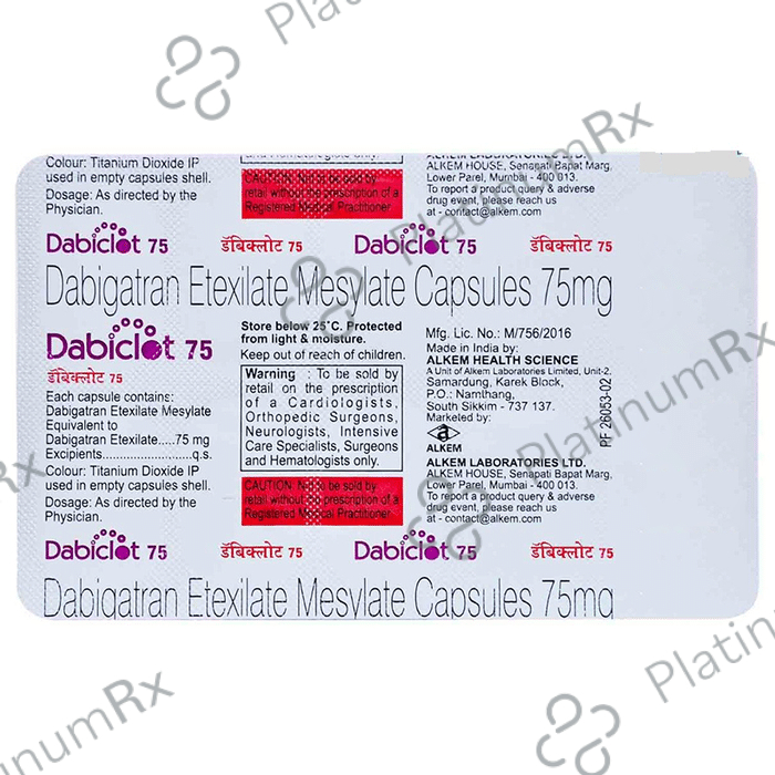 Dabiclot 75mg Capsule 10s
