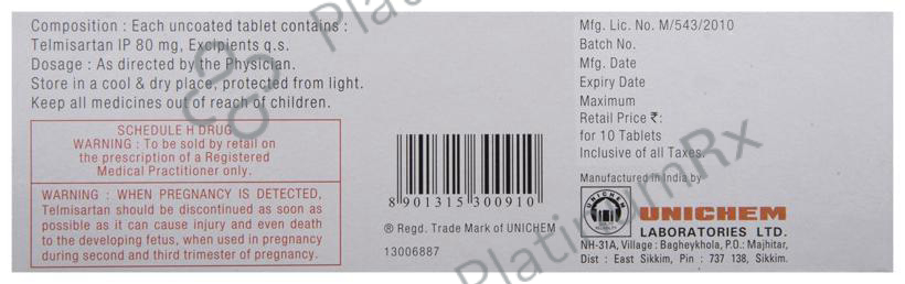 Telsar 80mg Tablet 10s