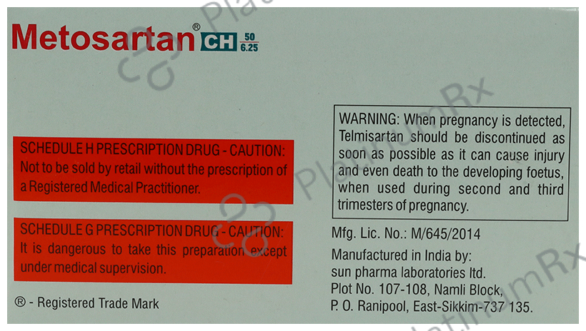 Metosartan CH 6.25/50/40mg Tablet ER 10s