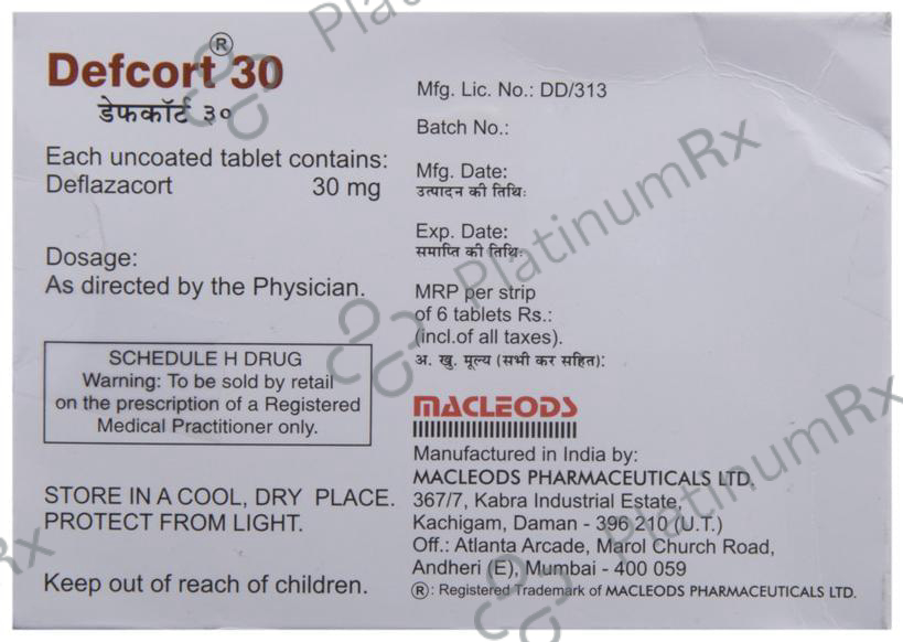Defcort 30mg Tablet 6s
