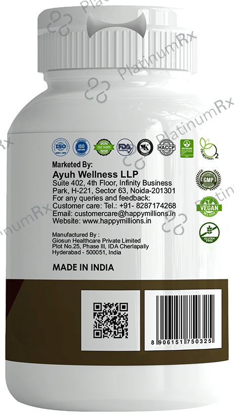 Happy Millions Arjuna Tablet - Heart Health & Cardio Protector (30 Each)