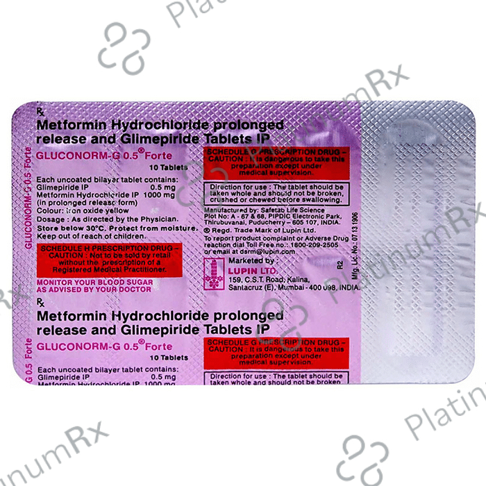 Gluconorm G 0.5/1000mg Forte Tablet PR 10s