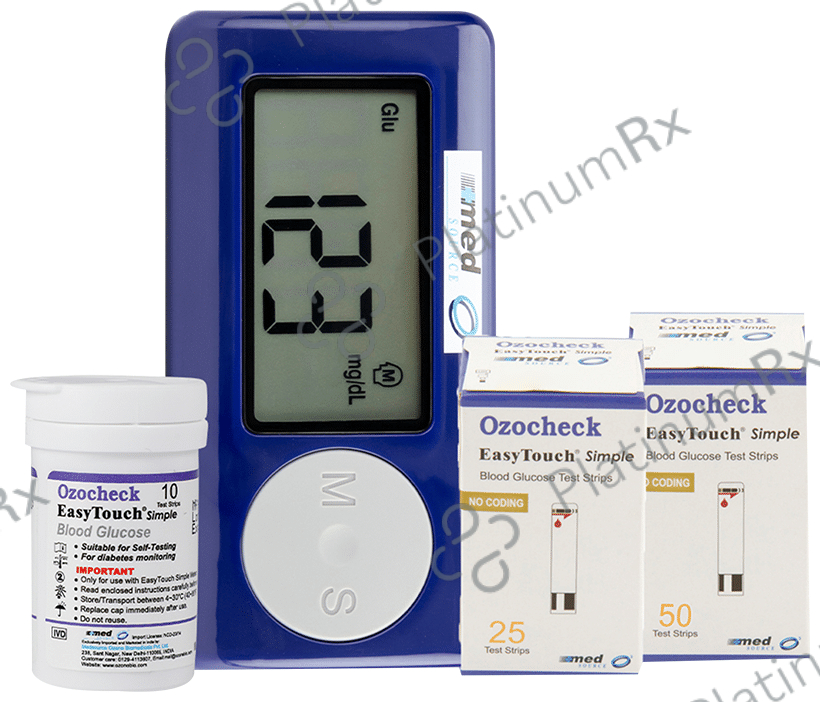 Ozocheck Glucometer with Carrying Case, 75 Test Strips, Lancing Device & Lancet