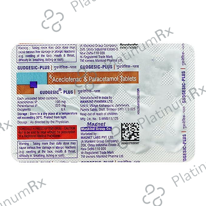 Gudgesic Plus 100/325mg Tablet 10s