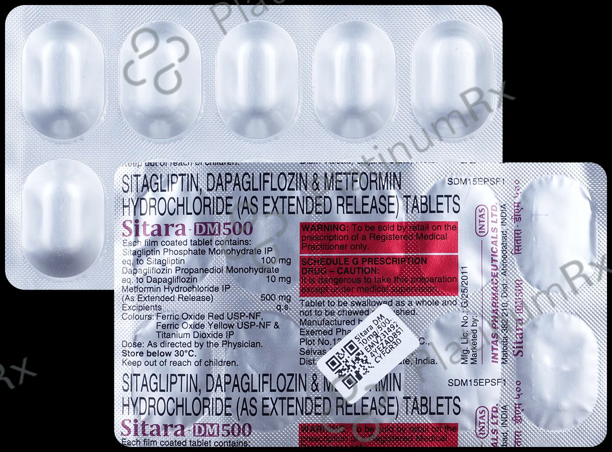 Sitara DM 10/500/100mg Tablet 10s