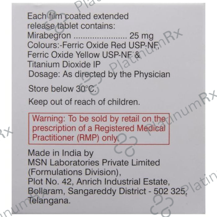 Mirbeg 25mg ER Tablet 10s