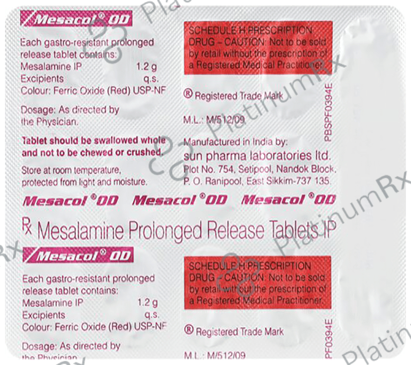 Mesacol OD 1200mg Tablet PR 15s