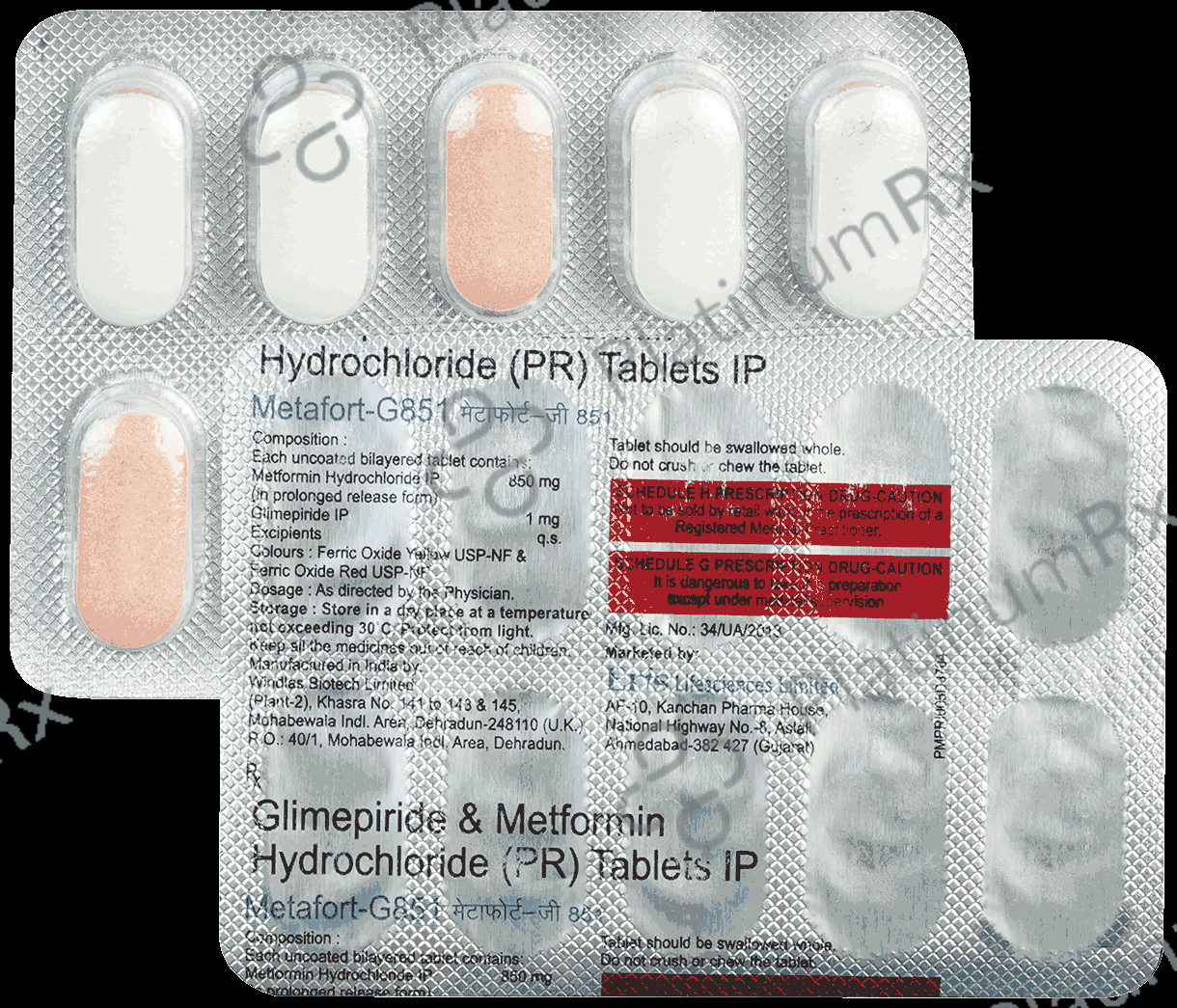 Metafort G 1/850mg Tablet PR 10s